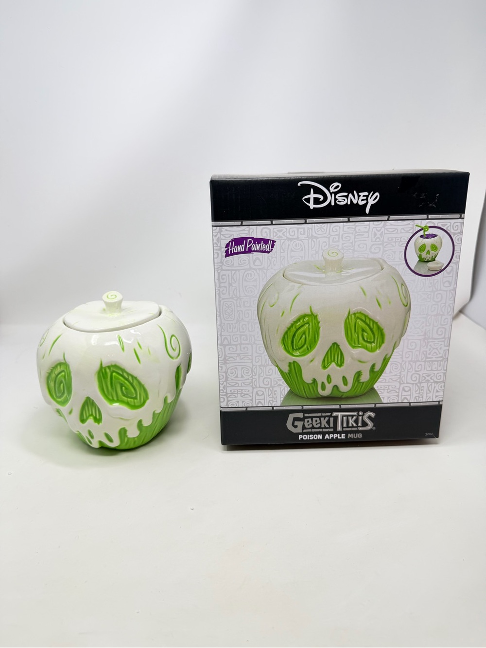 Disney Geeki Tikis White & Green Poison Apple Ceramic Mug with Lid